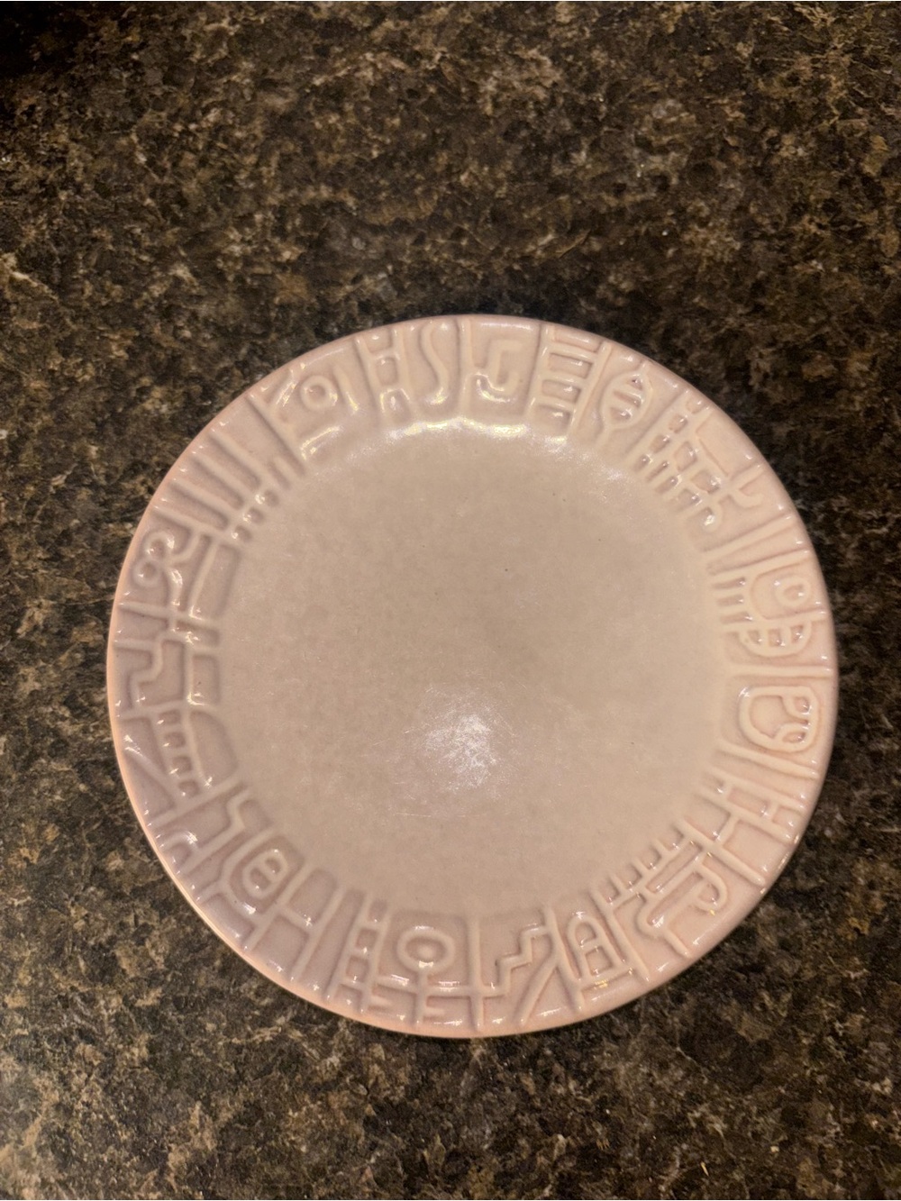 Frankoma White Sand Aztec Saucer Plates Bowl with Aztec Border